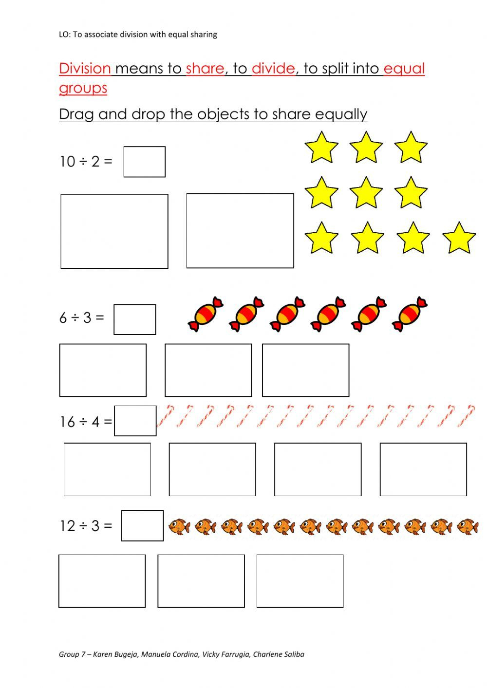 Associate Division With Equal Sharing Worksheet Math Division 