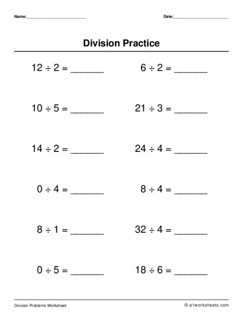 Basic Math Division Grade 1 Worksheets