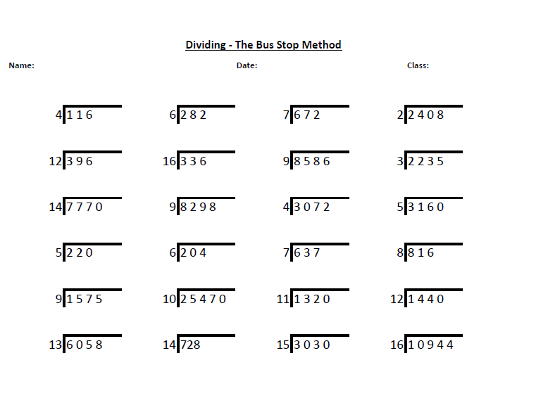 Bus Stop Division Worksheet with Answers By Ngould715 Free