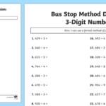 Bus Stop Method Division Of 3 Digit Numbers Worksheet