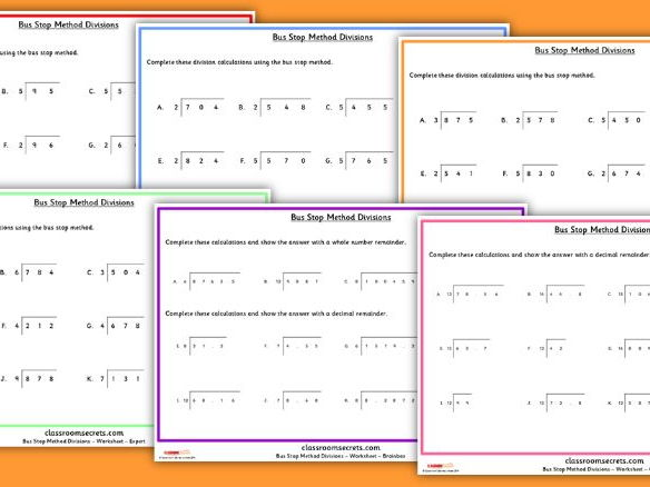 Bus Stop Method Division Worksheets For KS2 Teaching Resources