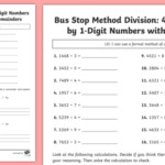 Bus Stop Method Formal Division Of 4 Digit Numbers With Remainders