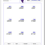 Dividing Hundredthsa Whole Number A Printable Decimal Division