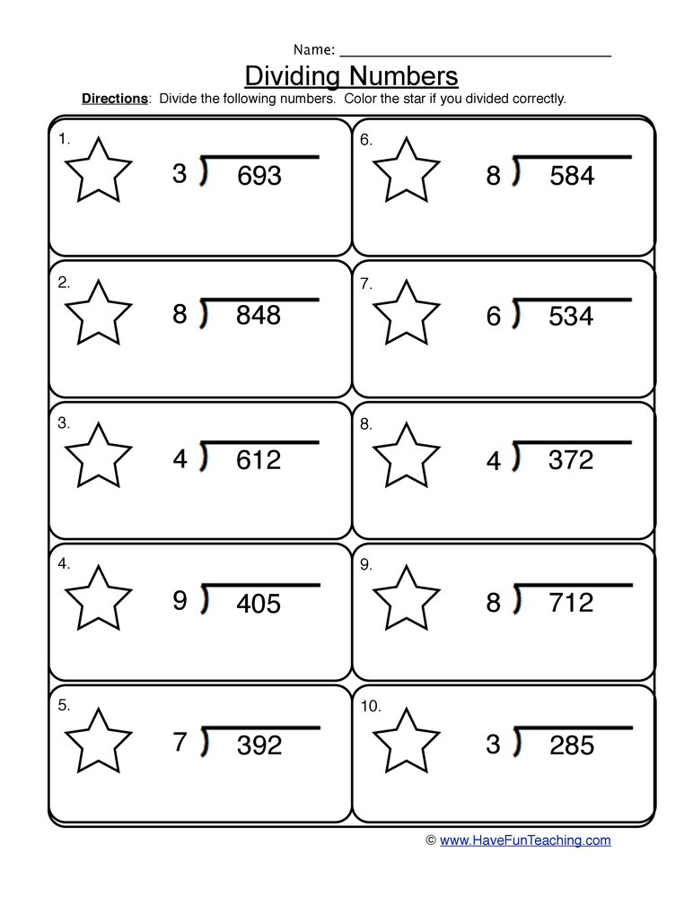 Division 3 Digits By 1 Digit Sheet 4 Worksheet For 3rd 5th Grade 13 