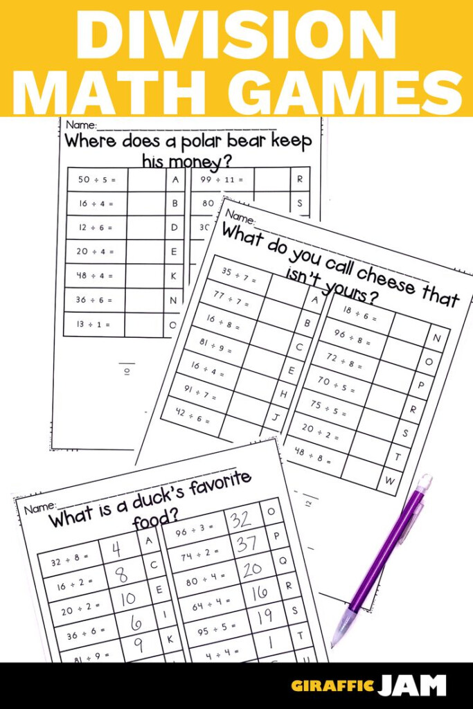 Division Activity Riddles Division Game With No Prep For Math 
