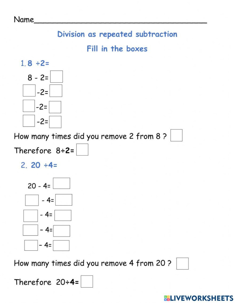 Division As Repeated Subtraction Exercise