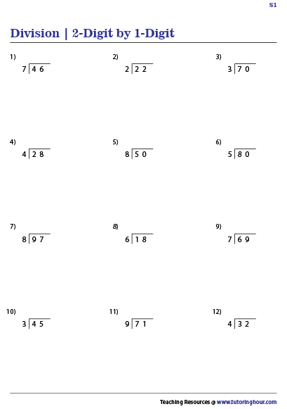 Division By One Digit With Remainders Worksheet Division Printables 