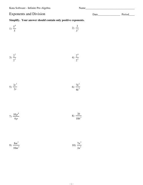 Division Exponents Worksheet Chart Sheet Gallery