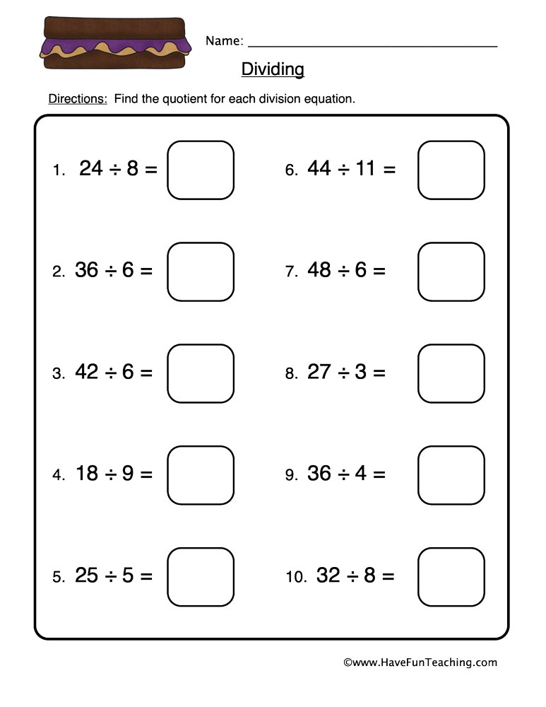 Division Fact Fluency Worksheet By Teach Simple