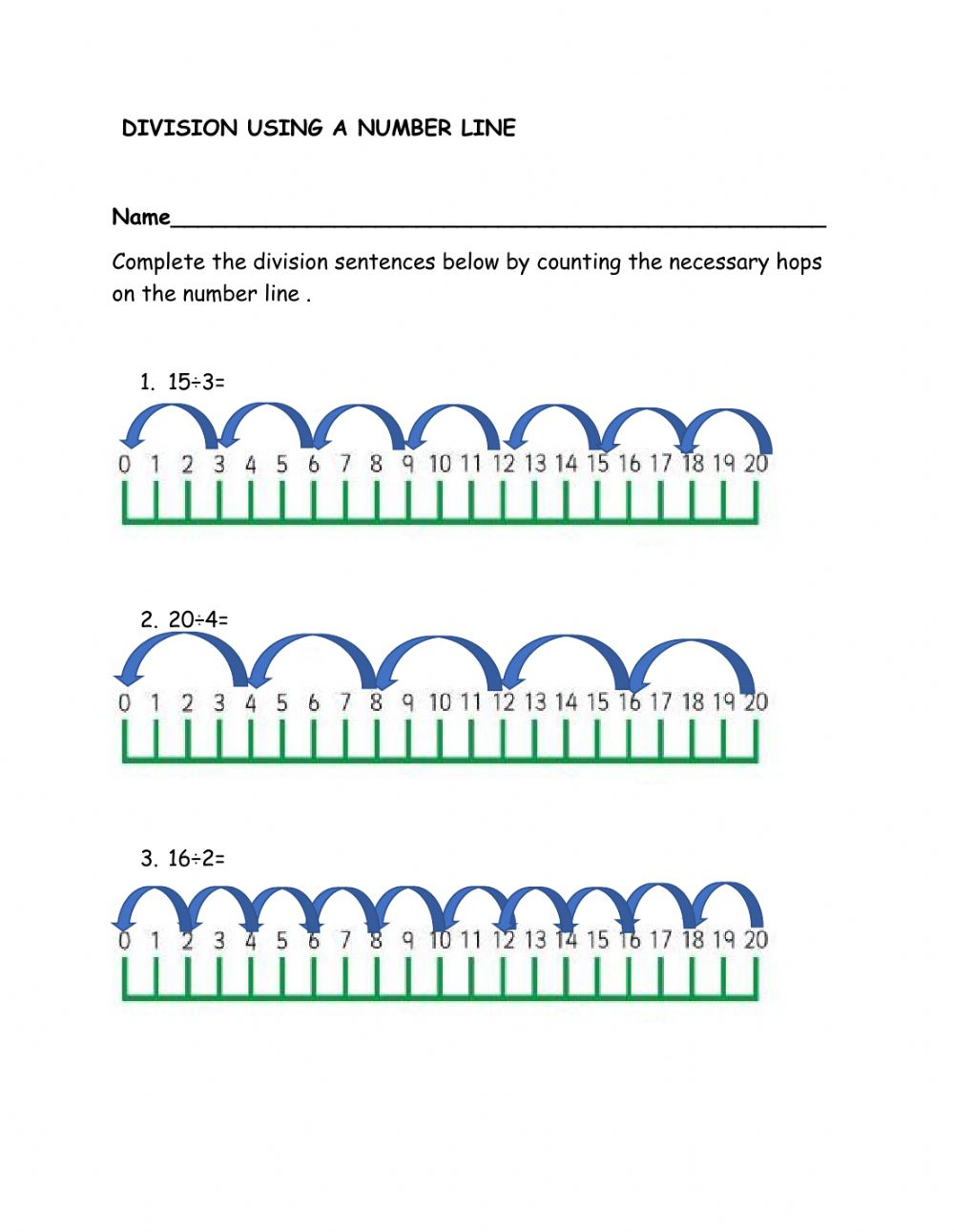 Division Using Number Line Worksheet Grade 2 Jerry Tompkin s English