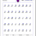 Division Worksheet Fact Practice Any Number Divided By One Division