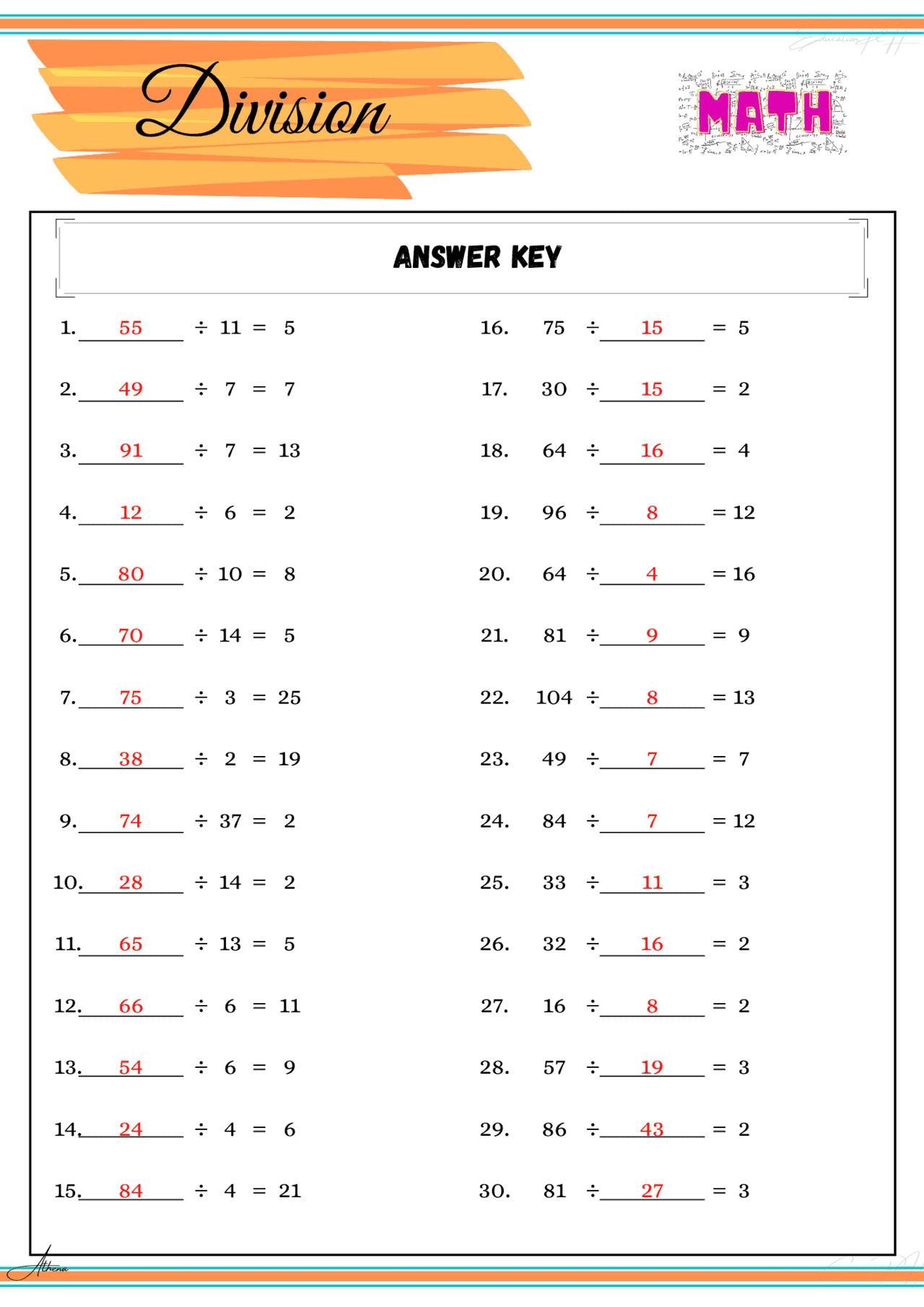 Division Worksheets Grade 4 With Remainder