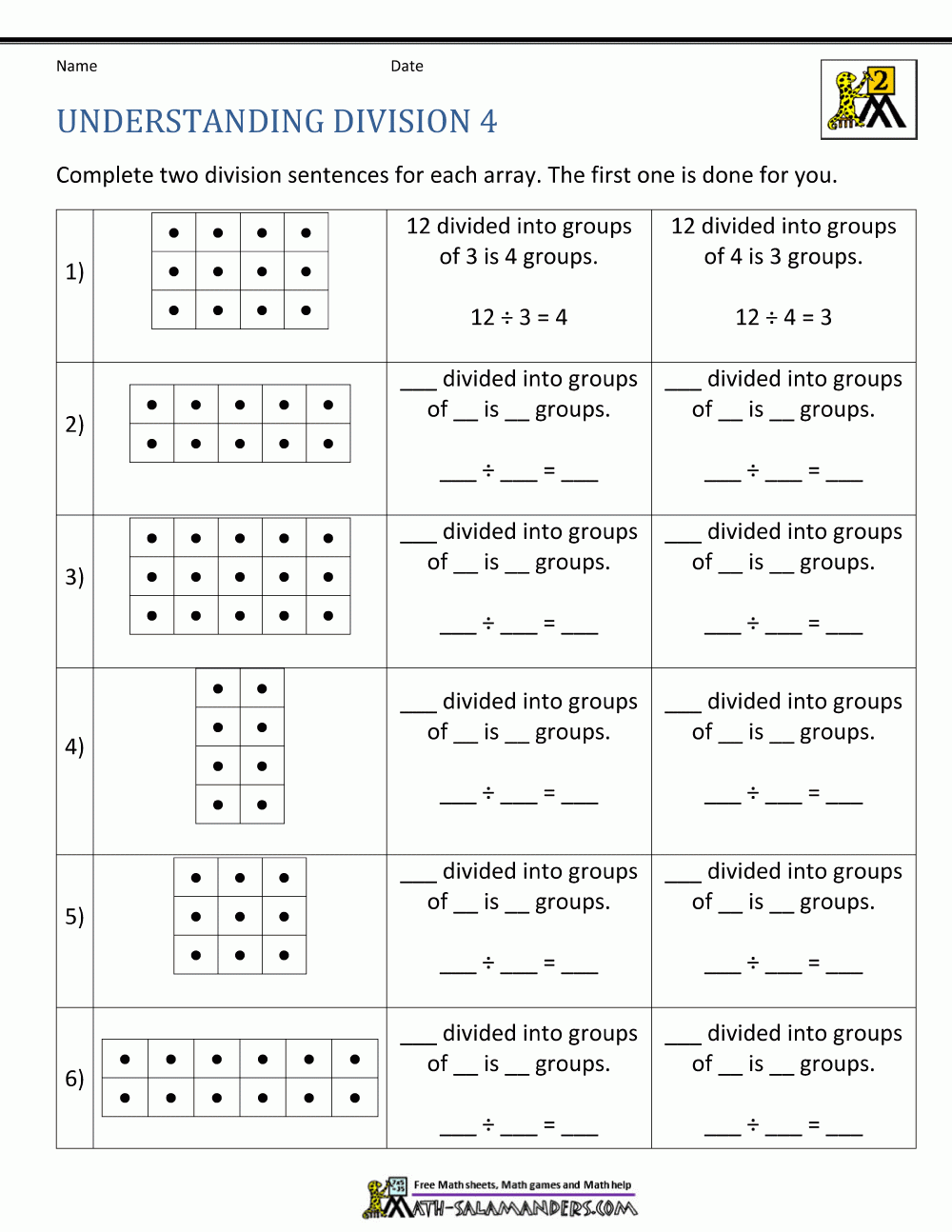 Equivalent Number Sentences Multiplication And Division Worksheets 