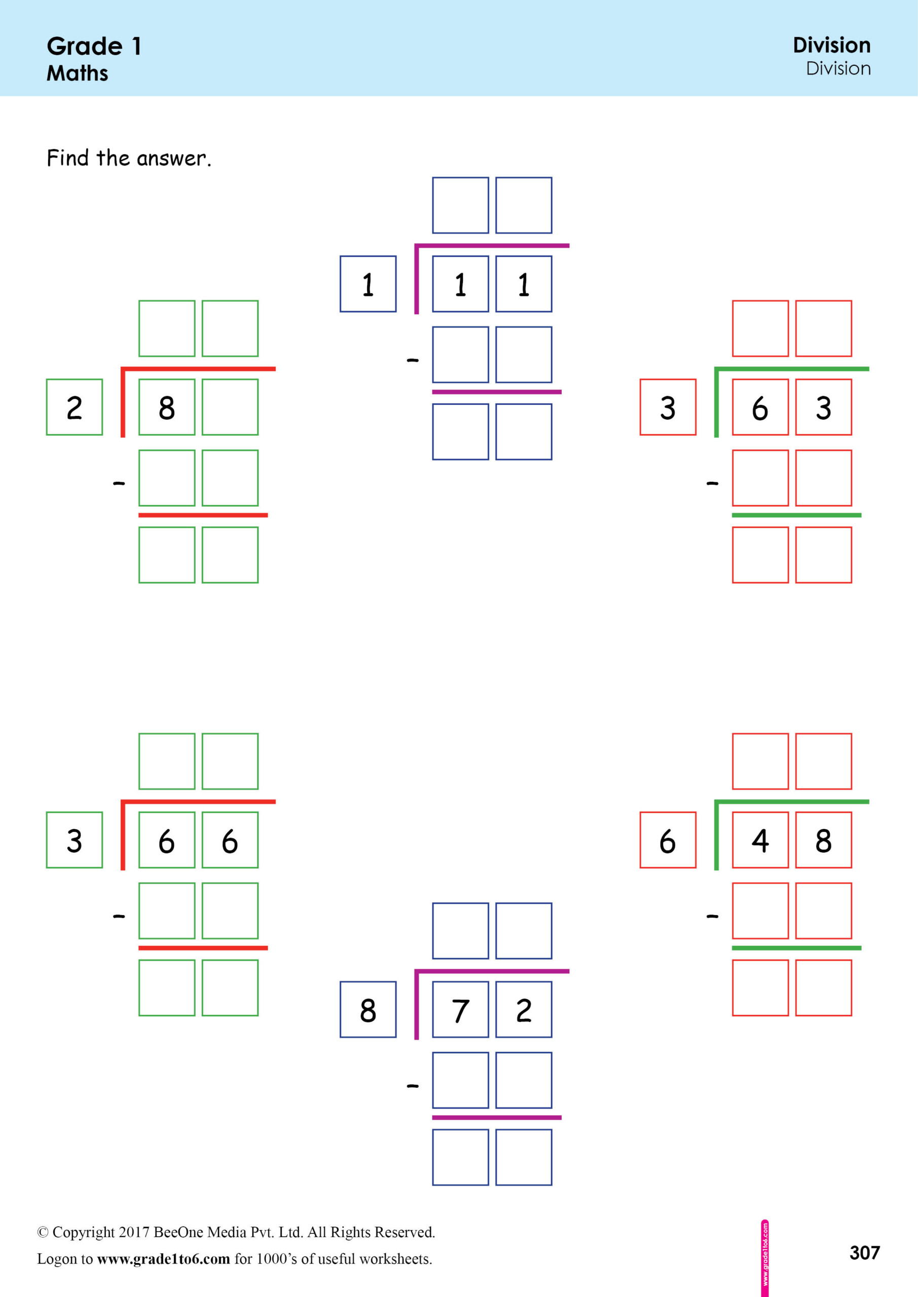 First Grade Class 1 Division By Grouping Worksheets Division Word 