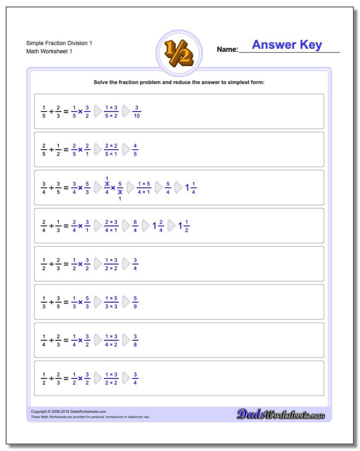 Fraction Division Multiplication Worksheets