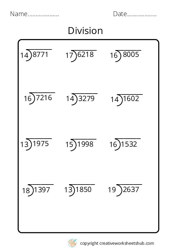 Free Division Worksheets For Class 4 Creativeworksheetshub