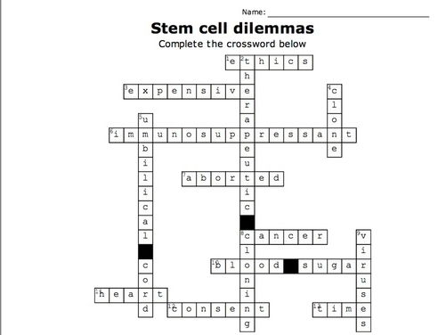 GCSE Biology Crosswords NEW Specification Chapter 2 Cell Division 