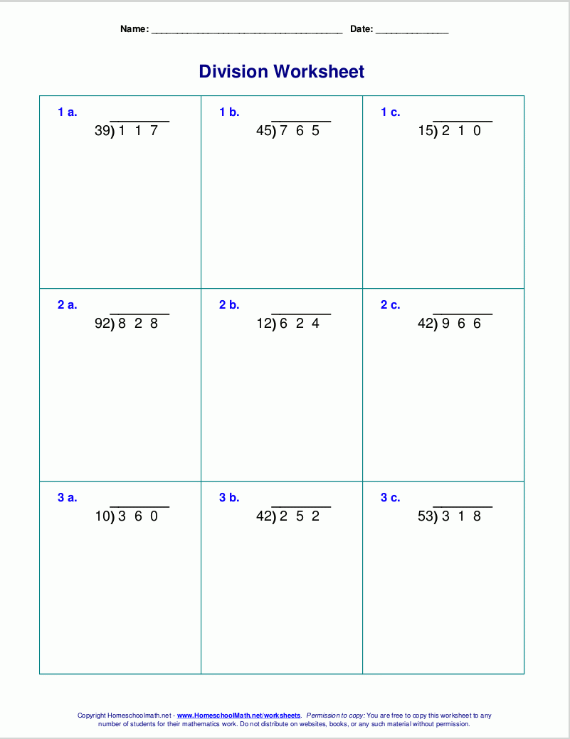 Grade 6 Math Worksheet Multiplication And Division Long Division With A 