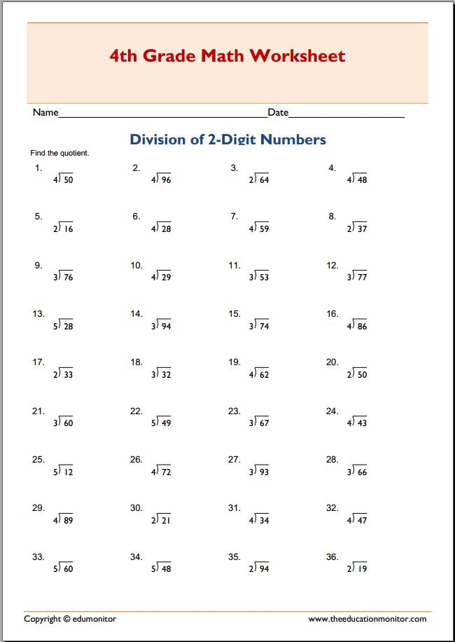 How To Divide Double Digits 4th Grade Math