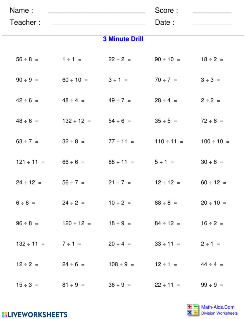 Live Worksheet For Class 3 Maths Division Tech4liv