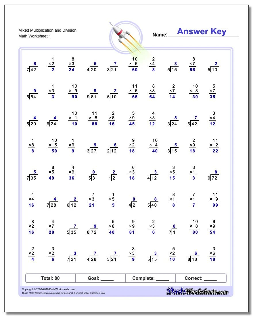 Mixed Division And Multiplication Worksheets