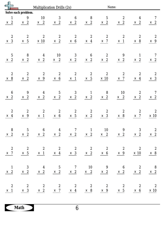 Multiplication Drills 2s Multiplication Worksheet With Answers 