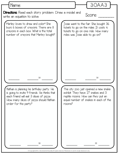 Multiplication Word Problems 3rd Grade