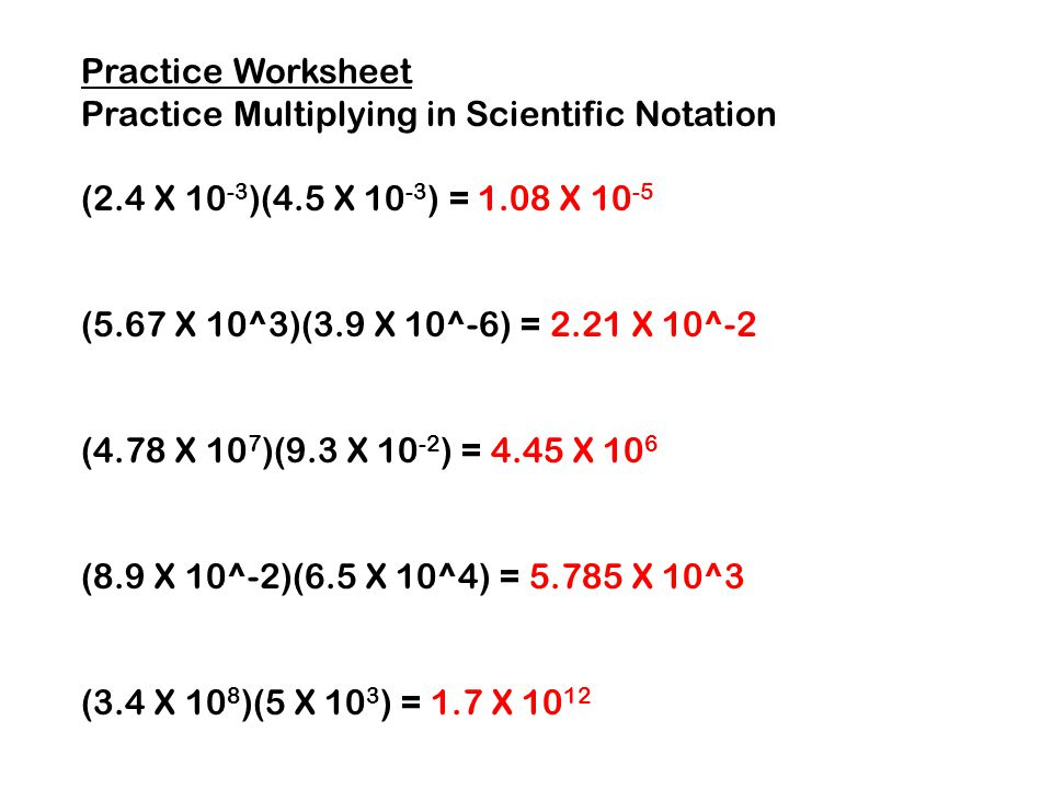Operations With Scientific Notation Worksheet With Answers