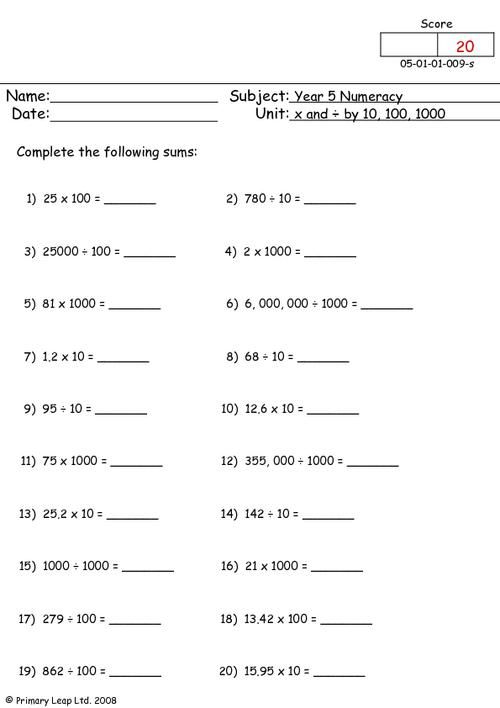 PrimaryLeap co uk Multiplication And Division By 10 100 And 1000 