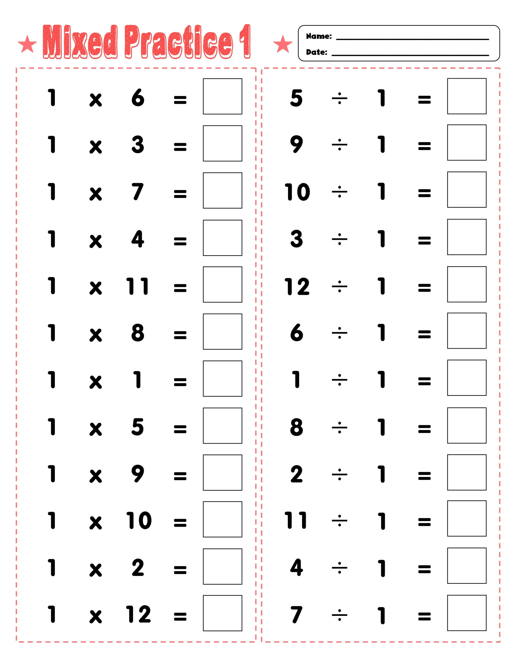 Printable Multiplication And Division Worksheets 