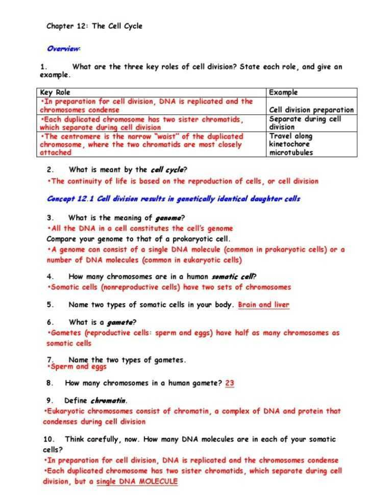 Section 10 2 Cell Division Answer Key Cell Division