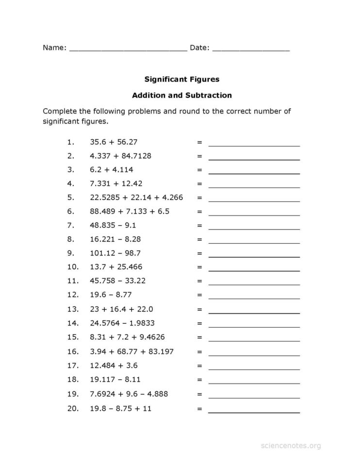 Significant Figures Practice Worksheet Answer Key Db excel