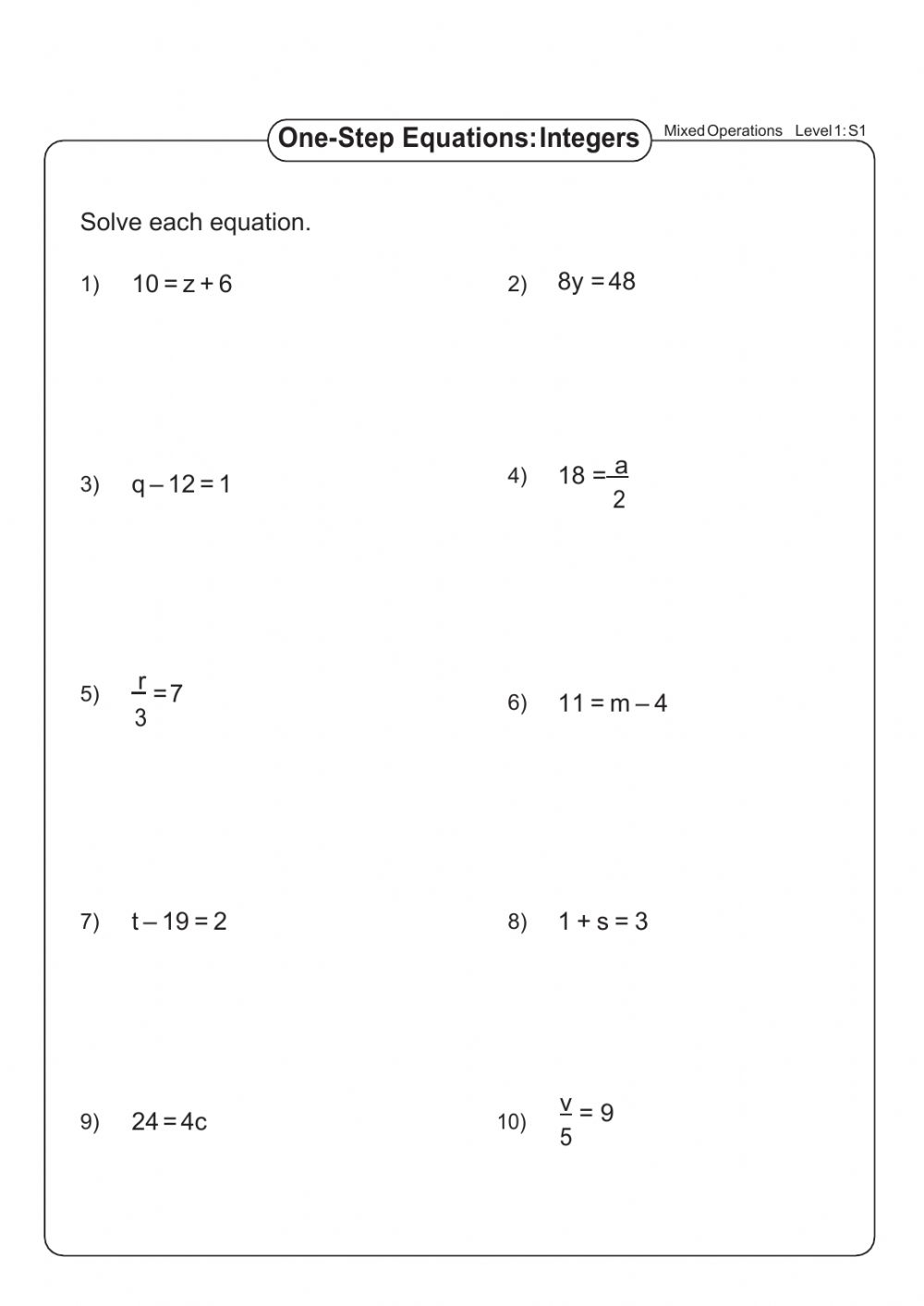 Solving Multiplication And Division Equations Worksheets Julia Winton 