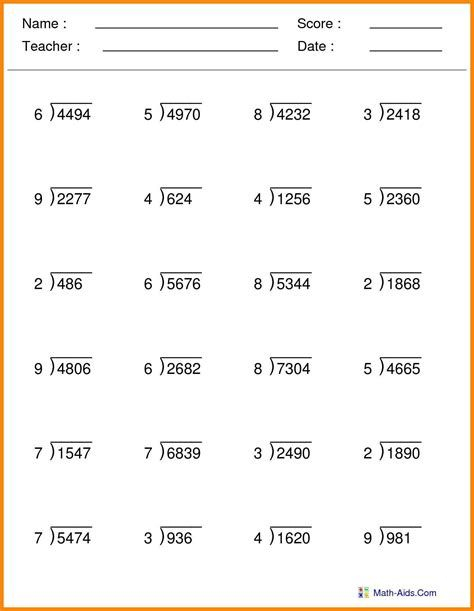 Three Digit Division No Remainders Three Digit Division Math