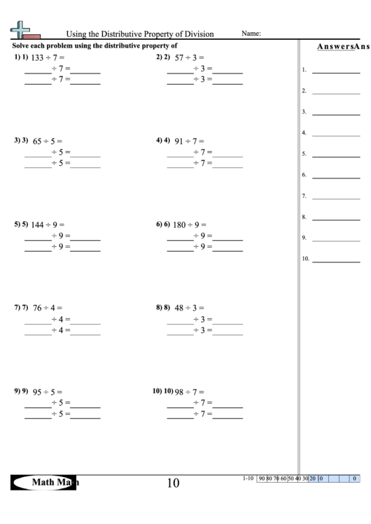 Using The Distributive Property Of Division Worksheet Printable Pdf Download