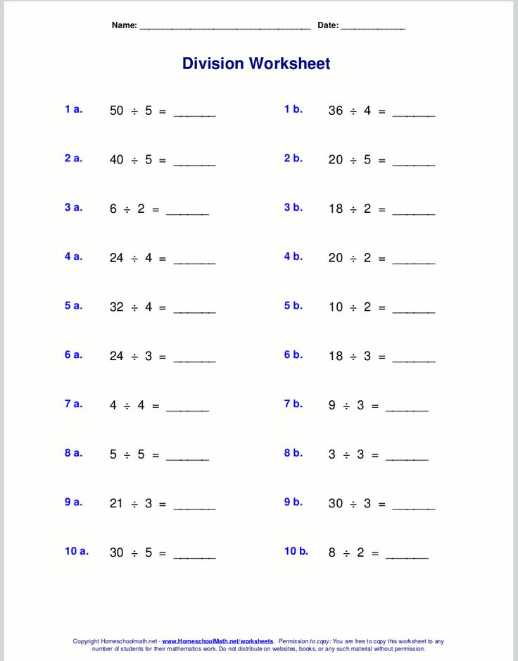 Worksheets For Basic Division Facts grades 3 4 Division Worksheets 