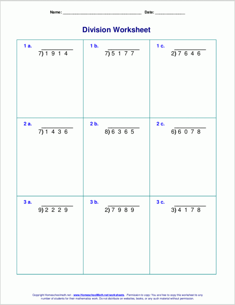 Worksheets For Division With Remainders