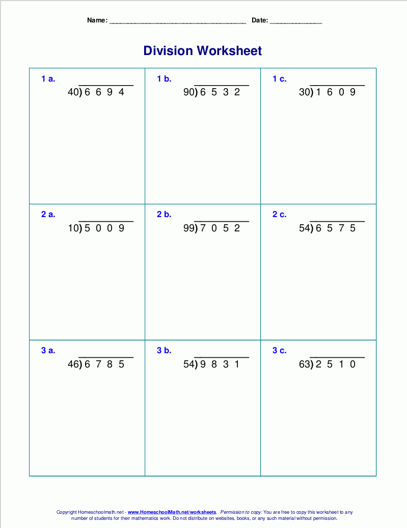 Worksheets For Division With Remainders